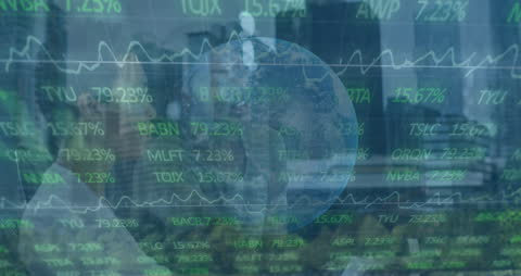 Global Finance Abstract with Team Discussion Overlay