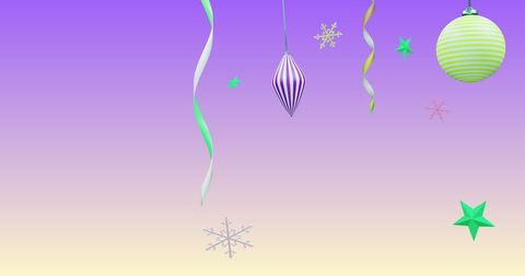 Festive Ornaments against Vibrant Pastel Background