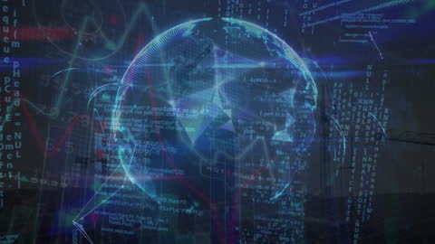 Digital Globe with Financial Data and Coding Overlays