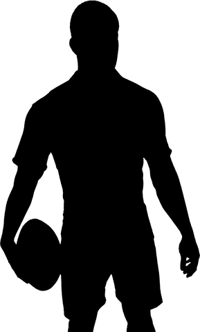 Dynamic rugby player in transparent silhouette illustration