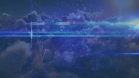 Binary Data Streams and Light Trails Over Cloudscape