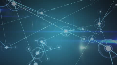 Abstract Digital Network with Blue Connections and Light Trails