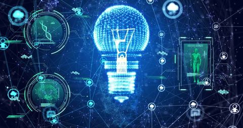 Innovative Medical Research with Data Networks and Light Bulb - Download Free Stock Images Pikwizard.com