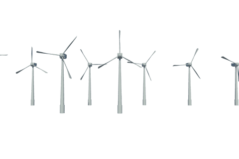 transparent windmills in a line illustrating renewable energy - Download Free Stock Videos Pikwizard.com