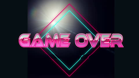 Retro Neon Game Over Screen Design with Futuristic Glow