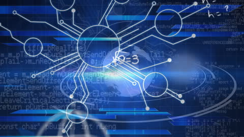 Digital Network Connections and Data Process Interface Animation
