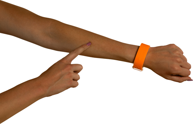 Transparent Wrist Gesture with Orange Bracelet - Download Free Stock Videos Pikwizard.com