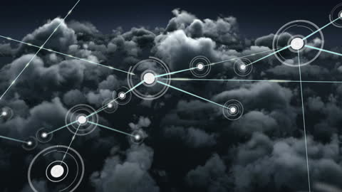 Digital Network Connections Amid Cloudy Sky