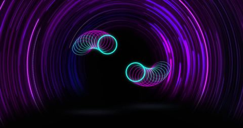 Abstract Neon Glow Circles in Vibrant Spiral