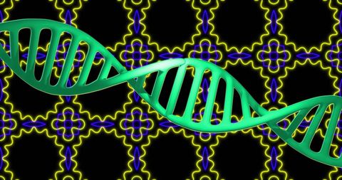 DNA Strand Over Hypnotic Abstract Pattern - Download Free Stock Images Pikwizard.com