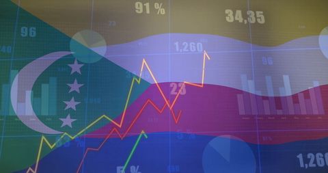 Financial Analytics and Growth Over Comoros Flag Background - Download Free Stock Images Pikwizard.com