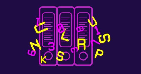 Colorful letters with organized file folders illustration