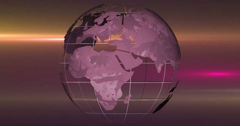 3D Digital Wireframe Globe with Gridlines and Lights