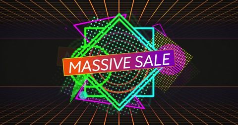 Dynamic Massive Sale with Floating Geometric Shapes - Download Free Stock Images Pikwizard.com