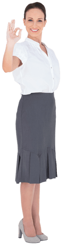 Confident Businesswoman Showing Transparent Okay Gesture