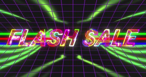 flash sale neon digital banner on gridded background - Download Free Stock Images Pikwizard.com