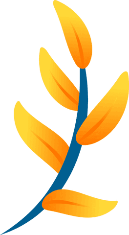 Minimalist botanical graphic with gradient leaves on transparent background