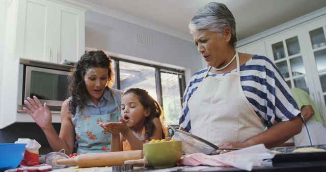 Three Generations Baking Together in Busy Kitchen - Download Free Stock Images Pikwizard.com