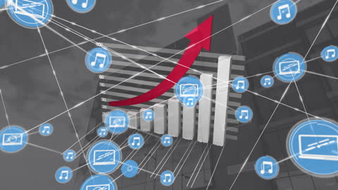 Digital Music Network with Growing Statistics Graph Overlay