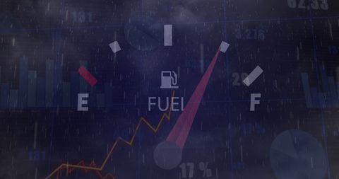 Fuel Gauge Overlayed with Statistical Data and Rain Effects - Download Free Stock Images Pikwizard.com