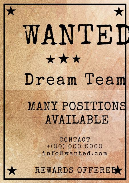 Vintage Wanted Poster Template for Hiring Campaigns - Download Free Stock Templates Pikwizard.com