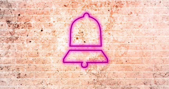 Glowing Neon Bell Icon on Textured Brick Wall - Download Free Stock Images Pikwizard.com