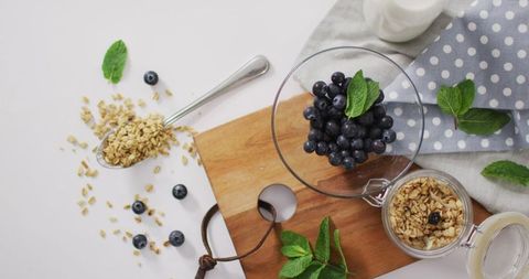 Healthy Breakfast with Blueberries and Granola