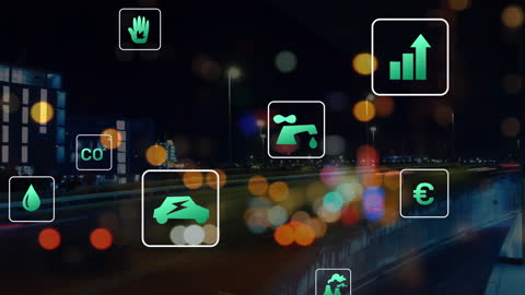 Futuristic Eco-Friendly Technology Interface with Transportation