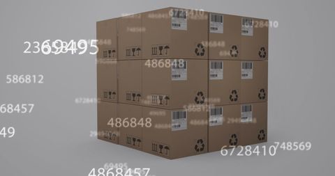 Digital Overlay on Stacked Cardboard Boxes: Global Shipping Concept - Download Free Stock Images Pikwizard.com