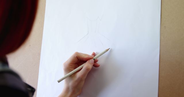 Designer Sketching Fashion Design on White Paper with Pencil - Download Free Stock Images Pikwizard.com