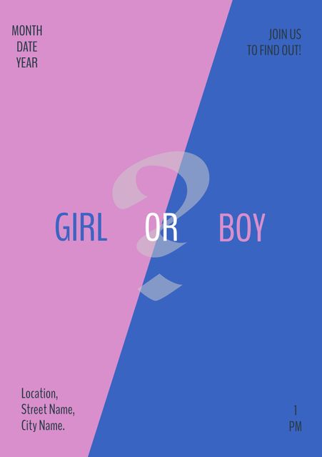 Pink and Blue Gender Reveal Invitation Template - Download Free Stock Templates Pikwizard.com