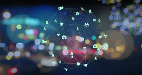 Digital Data Network Abstract with Global Connections in Urban Context