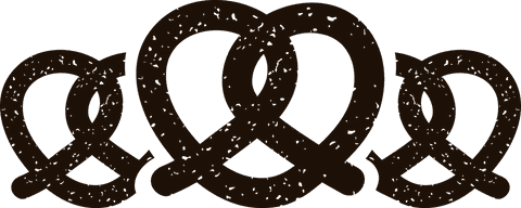 Vector transparent pretzel symbols overlapping illustrations