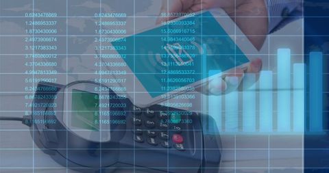 digital data matrix with payment terminal and smartphone - Download Free Stock Images Pikwizard.com