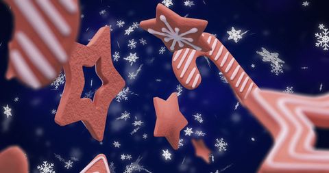 Festive Floating Christmas Cookies in Snow - Download Free Stock Images Pikwizard.com