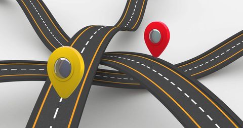 Abstract Roads with Location Markers for Navigation Concept - Download Free Stock Images Pikwizard.com