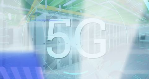 5g communications concept with digital interface in server room