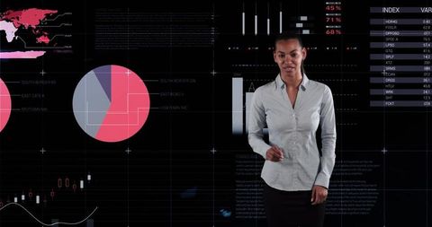 Businesswoman Presenting Financial Data with Charts in Modern Office - Download Free Stock Images Pikwizard.com