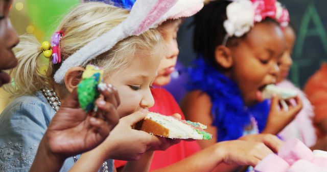 Diverse Children Enjoying Festive Cake Celebration with Joyful Expressions - Download Free Stock Images Pikwizard.com