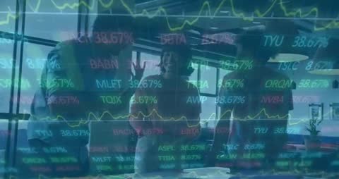 Colleagues Collaborating with Stock Data for Strategic Analysis