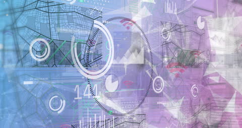 Futuristic Digital Interface with Plexus Networks and Data Visualization