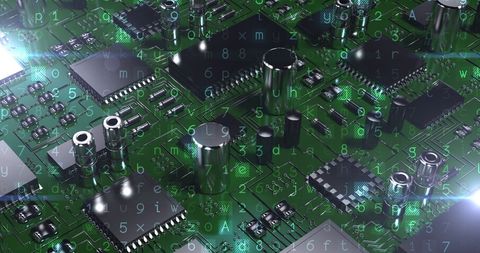 Futuristic Green Circuit Board With Digital Codes - Download Free Stock Images Pikwizard.com