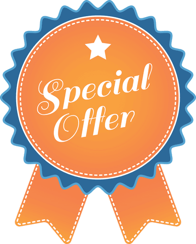 Special offer badge with text on transparent background