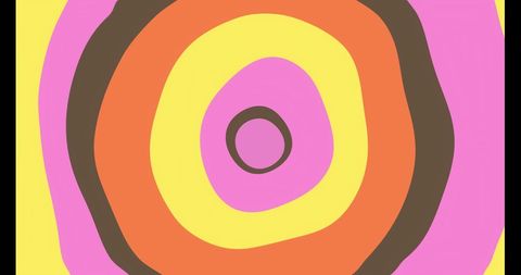 This abstract digital illustration features vibrant concentric circles in warm colors against a pink backdrop. The modern, playful aesthetic makes it suitable for album covers, wall art, or creative projects seeking to add a dynamic and energetic feel.