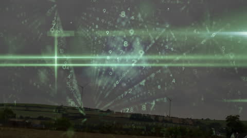 Digital Data Streams Over Sustainable Wind Turbine Landscape