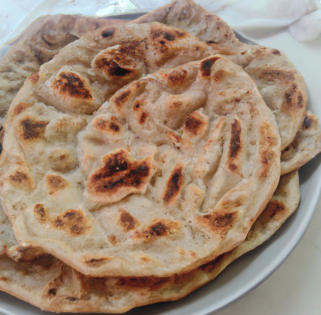 Close up of flat slices of baked roti bread on white background - Download Free Stock Photos Pikwizard.com