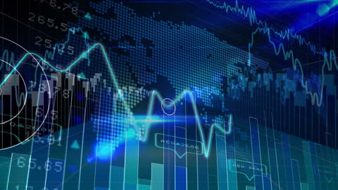 Futuristic Global Financial Data Visualization with World Map