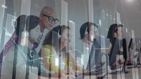 Team of Customer Service Professionals Analyzing Financial Data