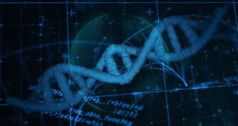 Futuristic DNA Helix in Digital Cyberspace