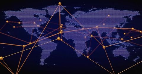 Global Connectivity Network on a Digital World Map